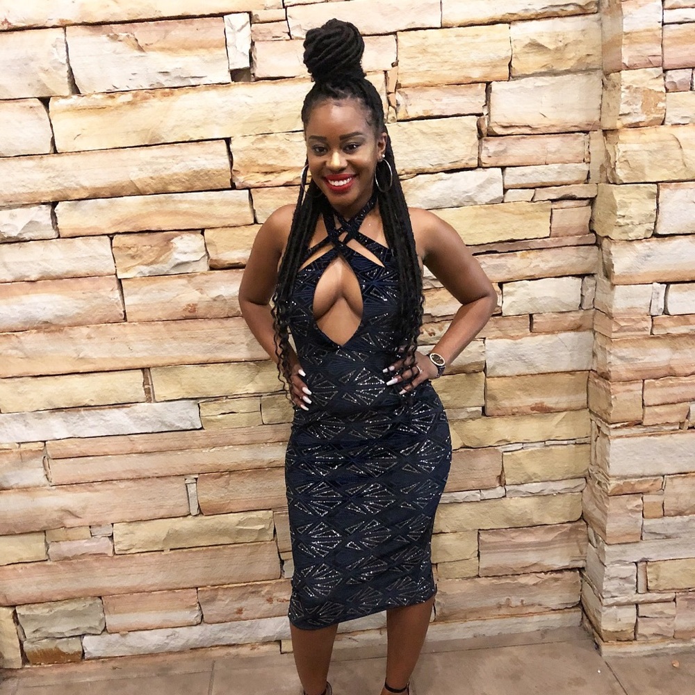 Blue glitter fashion nova dress